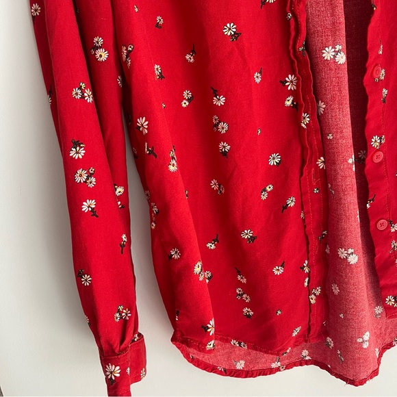 beachlunchlounge Red Floral Button Down Shirt - Picture 2 of 5